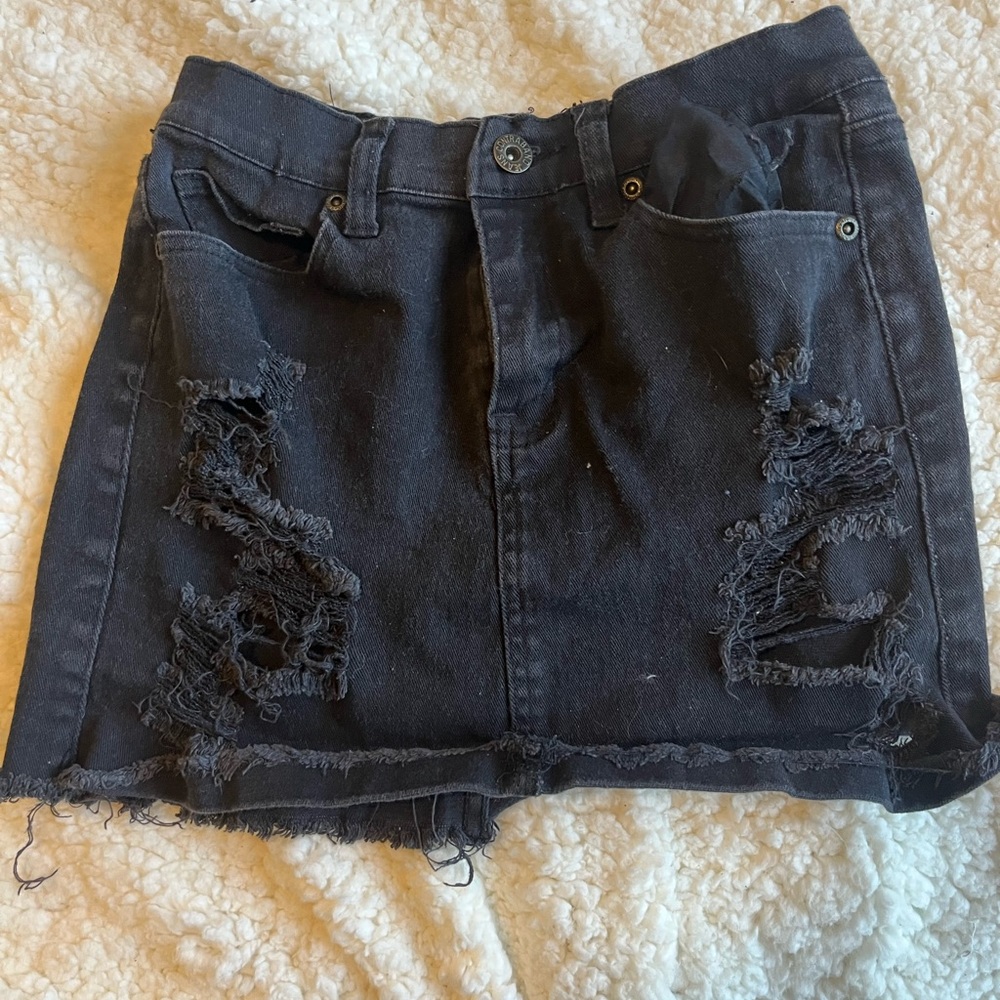 black denim ripped skirt - runs very short - extra small - contrabrand